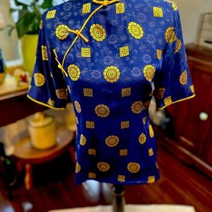 State and Main vintage replica Navy Blue / Gold Asian Style Tunic short sleeve